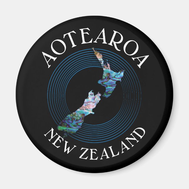 NEW ZEALAND MAP PAUA MAGNET (Vorne)