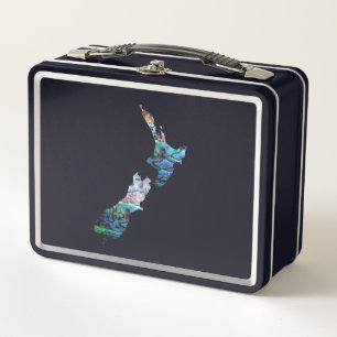 NEW ZEALAND MAP PAUA METALL BROTDOSE