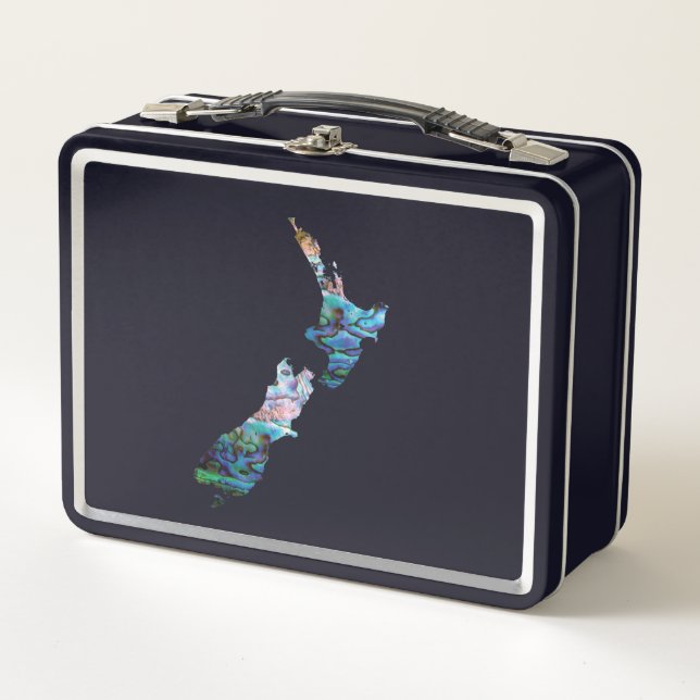 NEW ZEALAND MAP PAUA METALL BROTDOSE (Vorderseite)