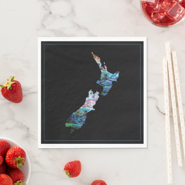 NEW ZEALAND MAP PAUA NAPKIN SERVIETTE (Beispiel)