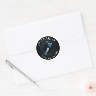 NEW ZEALAND MAP PAUA RUNDER AUFKLEBER