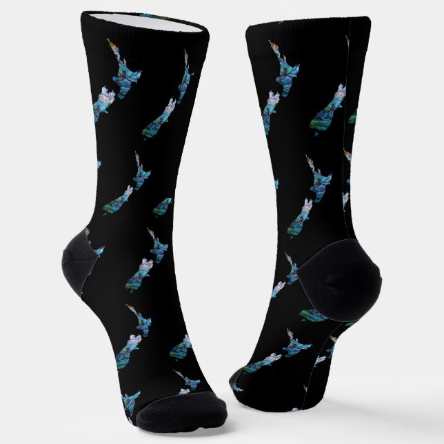 NEW ZEALAND MAP PAUA SOCKS SOCKEN (Gewinkelt)