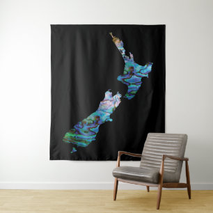 NEW ZEALAND MAP PAUA WANDTEPPICH