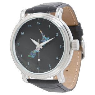 NEW ZEALAND MAP PAUA WATCH ARMBANDUHR
