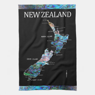 NEW ZEALAND PAUA MAP TEETOWEL GESCHIRRTUCH