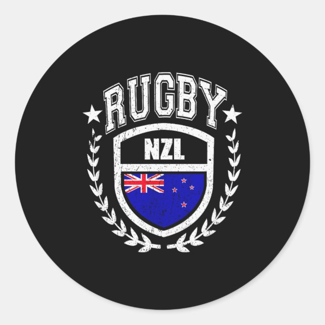 New Zealand Rugby Equipment New Zealand Flag Vinta Runder Aufkleber (Vorderseite)