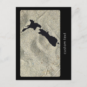 NEW ZEALAND SAND STRAND SCHWARZ AOTEAROA KIWI CUST POSTKARTE