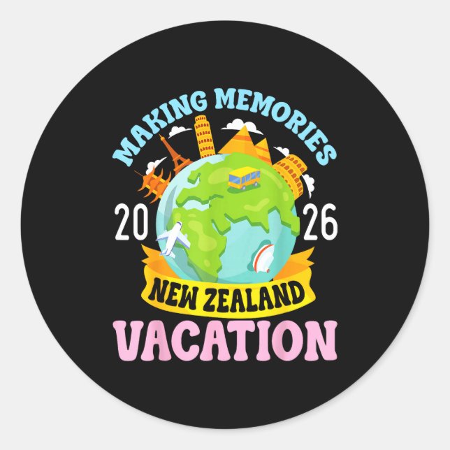 New Zealand Vacation 2026 Travel Making Memories F Runder Aufkleber (Vorderseite)