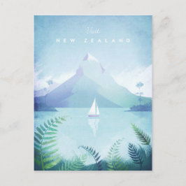 New Zealand Vintage Travel Poster - Art Postkarte
