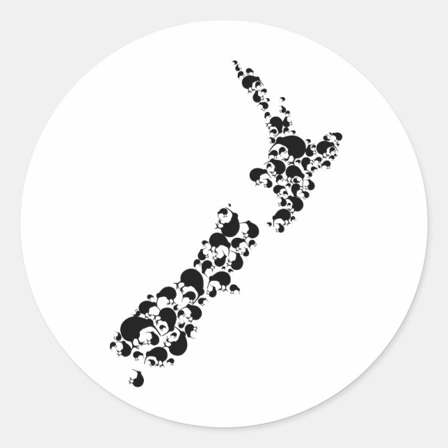 NEW ZEALAND - voller Kiwis - schwarz Runder Aufkleber (Vorderseite)