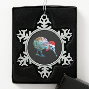 NEW ZEALAND XMAS KIWI EINFACHE PAUA SCHNEEFLOCKEN Zinn-Ornament