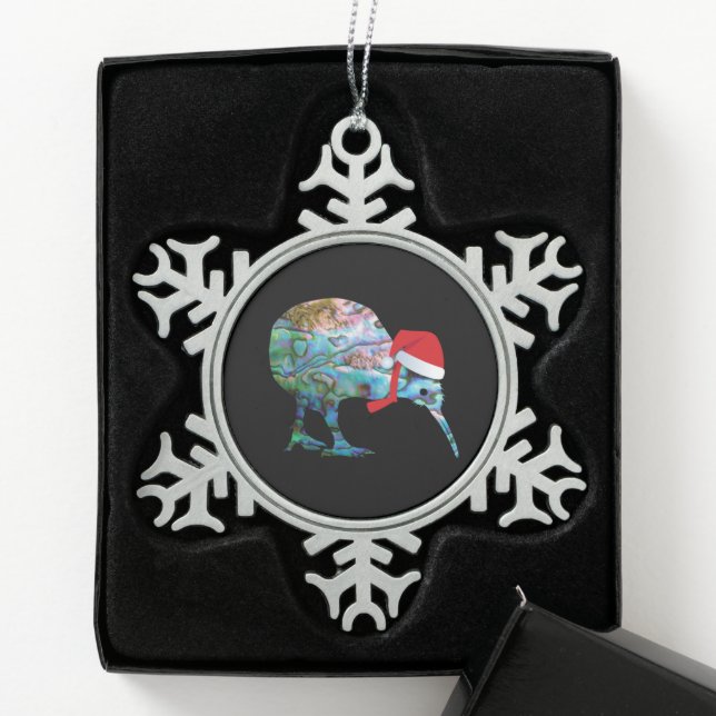 NEW ZEALAND XMAS KIWI EINFACHE PAUA SCHNEEFLOCKEN Zinn-Ornament (Box)