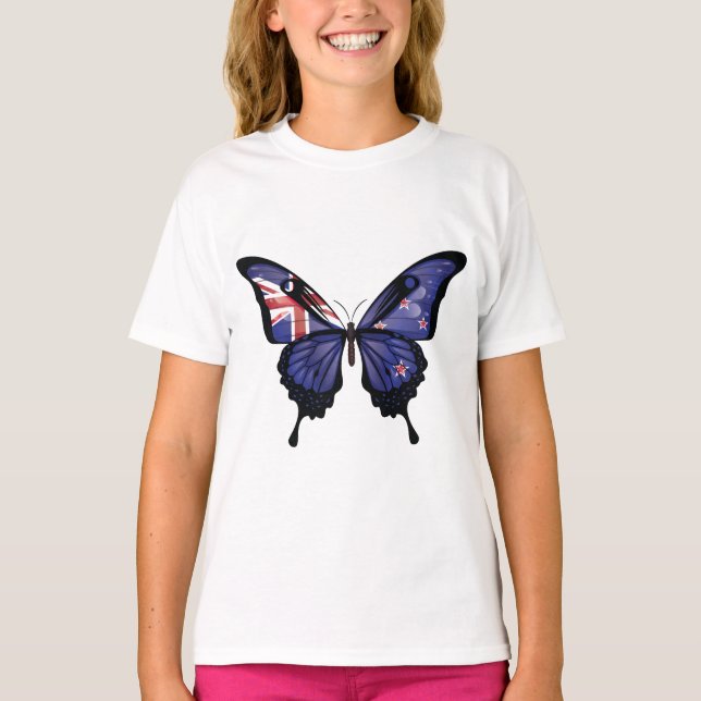 New Zealands Frack Butterfly Flag T-Shirt (Vorderseite)