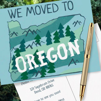 NEW ZUHAUSE ADDRESS Oregon Staat Illustrierte Kart Postkarte