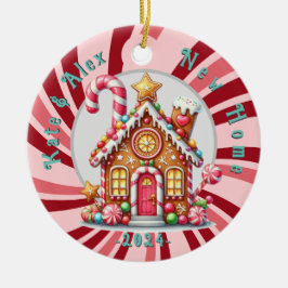 New Zuhause Christmas Zitat Gingerbread blauer Orn Keramik Ornament