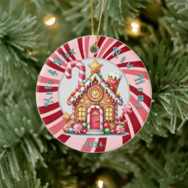 New Zuhause Christmas Zitat Gingerbread blauer Orn Keramik Ornament