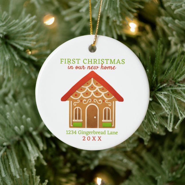 New Zuhause First Christmas Keramik Ornament (Baum)