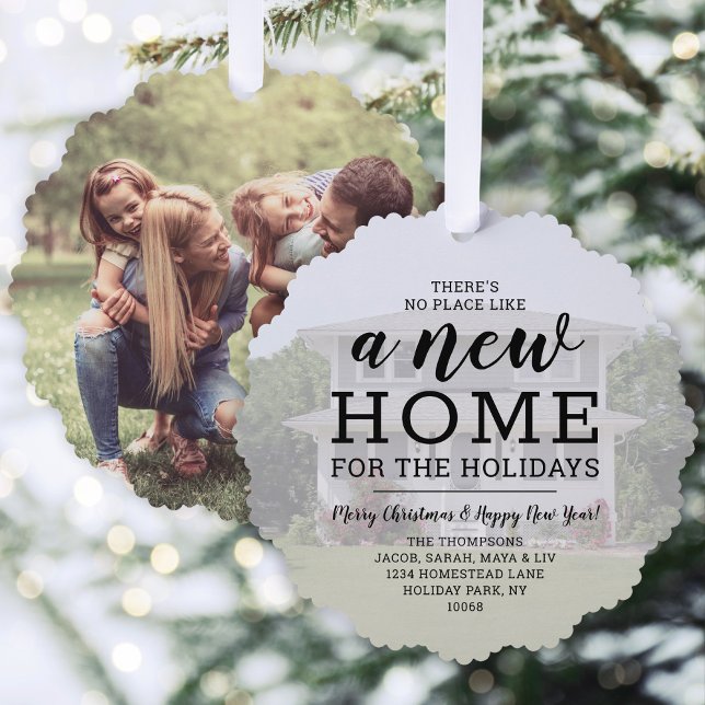 New Zuhause Holiday Address Change 2 Foto Christma Ornament Karte (Von Creator hochgeladen)
