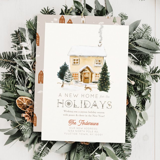 New Zuhause House Hares Winterscape Feiertagskarte (Von Creator hochgeladen)