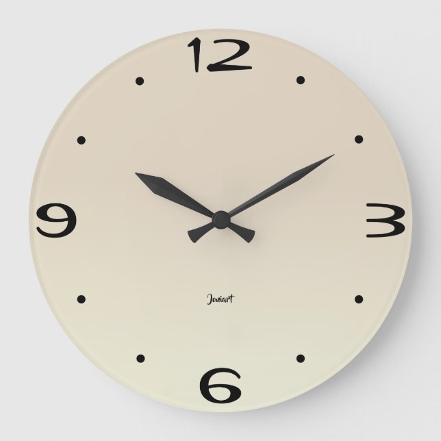 New Zuhause Wall Room Time Schöne Beige Fade Große Wanduhr (Vorderseite)