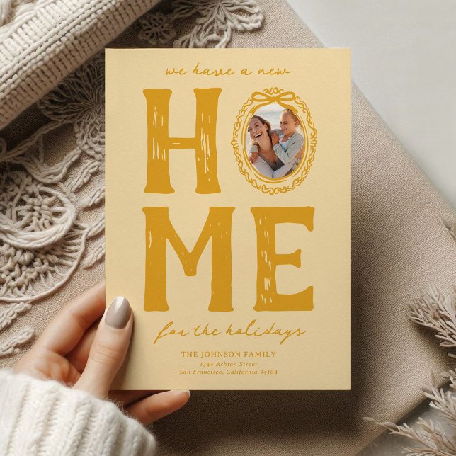 New Zuhause Yellow Doodle Weihnachtsfeiertag Feiertagskarte (Von Creator hochgeladen)