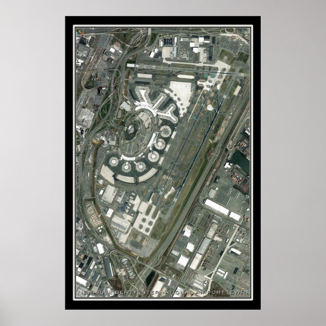 Newark Liberty Intl Airport Satellite Karte Poster (Vorne)
