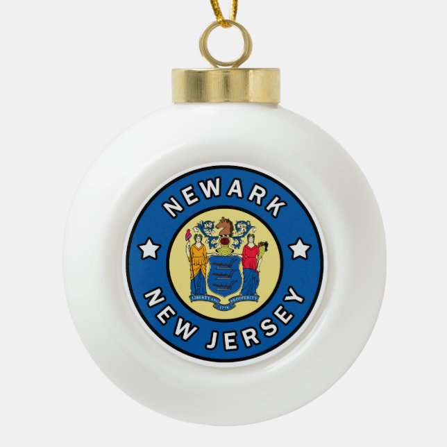 Newark New Jersey Keramik Kugel-Ornament (Vorderseite)