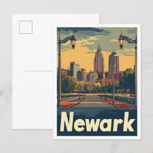 Newark New Jersey Kunst Vintage Reise Illustration Postkarte