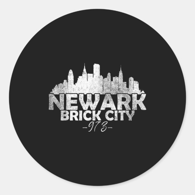 Newark New Jersey Nj Brick City Skyline  Runder Aufkleber (Vorderseite)