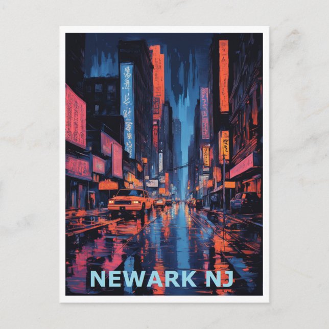 Newark NJ Colorful Graphic Design Art Postkarte (Vorderseite)
