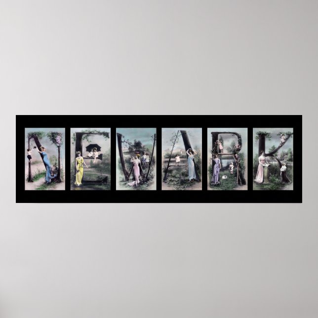 NEWARK Vintag Alphabet Letter Name Art Poster (Vorne)