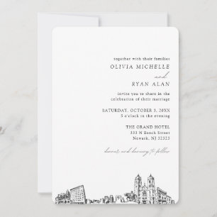 Newark Wedding Elegant Skyline Einladung