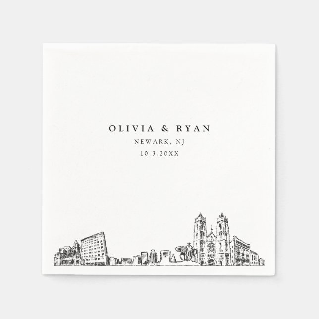 Newark Wedding Minimalistisch Paper Serviette (Vorderseite)