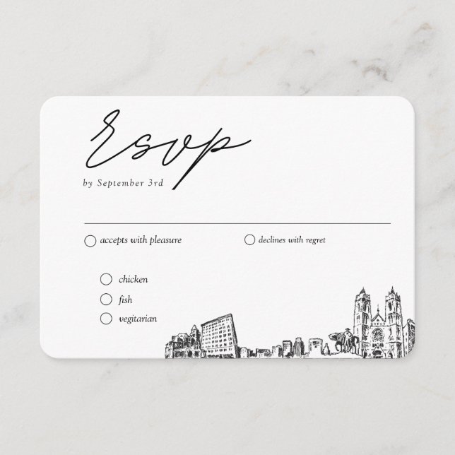 Newark Wedding Traditional UAWG Meal Option Begleitkarte (Vorderseite)