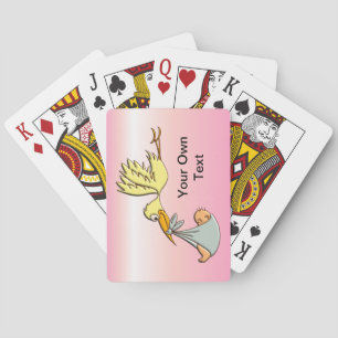 Newborn Baby Girl - A Flying Stork Delivery Spielkarten