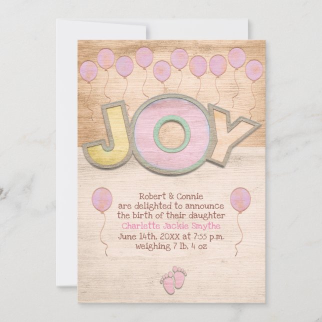 Newborn Baby Girl Ankündigung (Vorderseite)