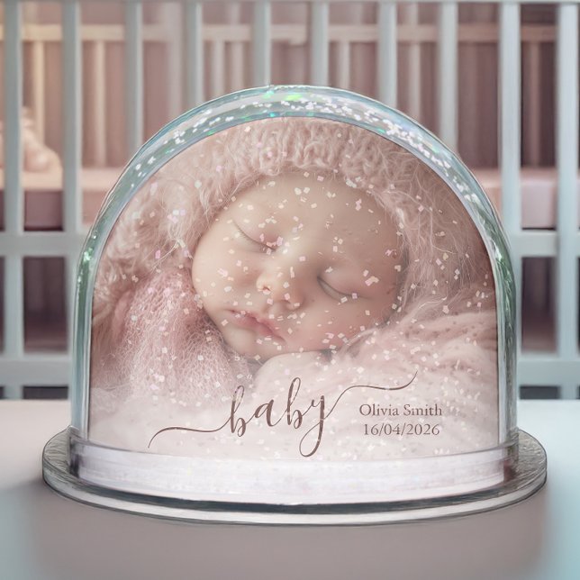 Newborn Baby Keepsake - Photo Personalized Schneekugeln (Celebrate the sweetest moments with this personalized snow globe featuring your newborn’s photo.)