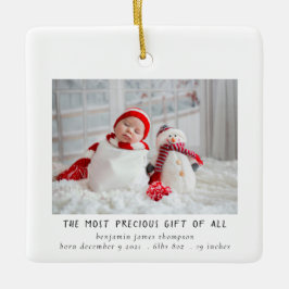 Newborn Foto von Birth Christmas Birth Announcemen Keramikornament