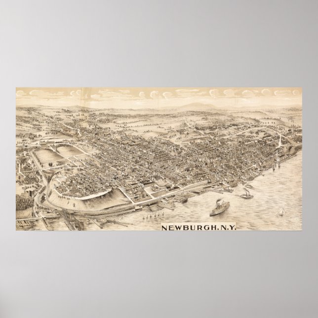 Newburgh, New YorkPanoramic MapNewburgh, NY Poster (Vorne)