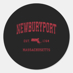 Newburyport Massachusetts Ma Sports Red Print Runder Aufkleber