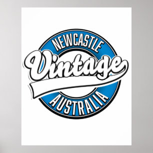 Newcastle australia vintage style logo poster