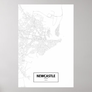 Newcastle, Australien (Schwarzes auf Weiß) Poster