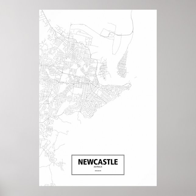 Newcastle, Australien (Schwarzes auf Weiß) Poster (Vorne)