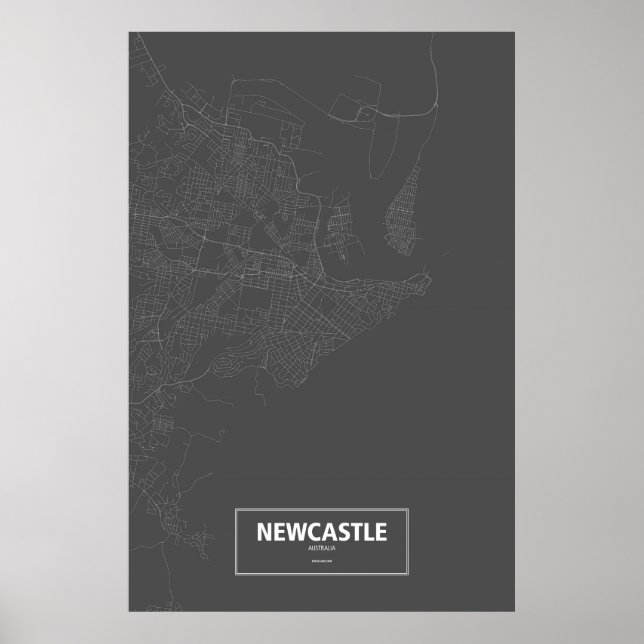 Newcastle, Australien (weiß auf schwarz) Poster (Vorne)