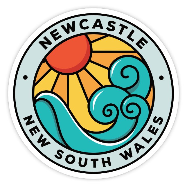 Newcastle, NSW Australia-Aufkleber Aufkleber (Newcastle New South Wales Australia sun and surf round sticker)