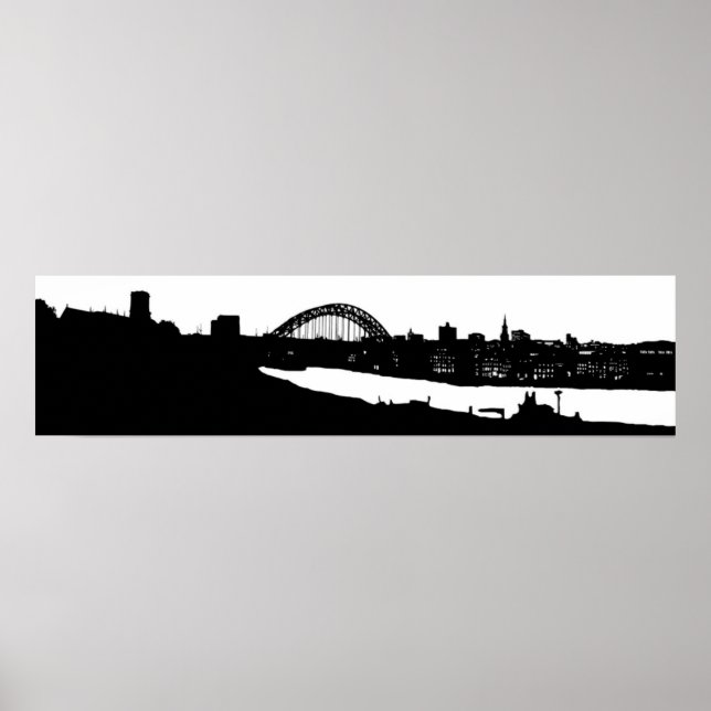 Newcastle upon Tyne Panoramic Silhouette Poster (Vorne)