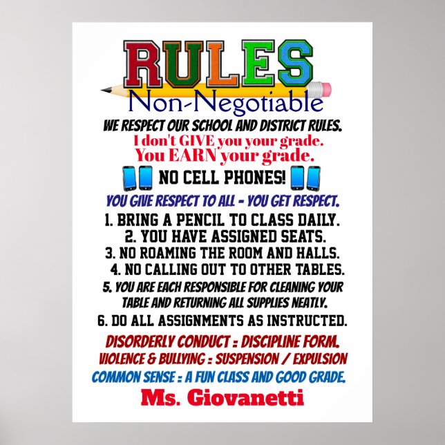 Newest  Version School Teacher's Poster (Vorne)