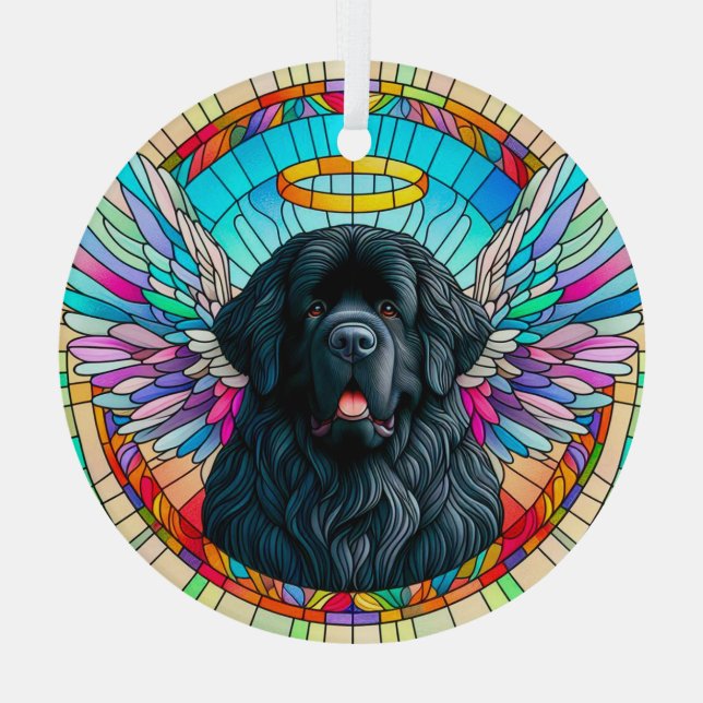 Newfie Angel Farbenfrohe gestanzte Glasdekoration Ornament Aus Glas (Rückseite)