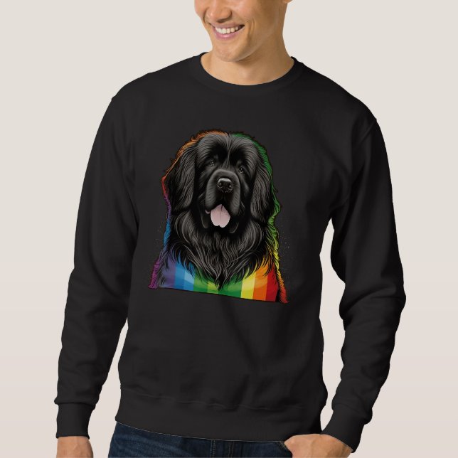 Newfie Gay Pride LGBT Rainbow Flag on Newfoundland Sweatshirt (Vorderseite)