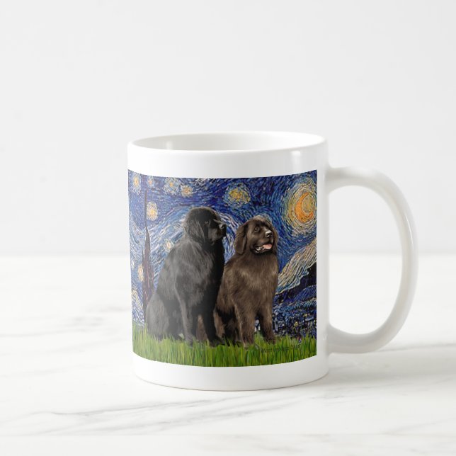 Newfie Pair - Starry Night Tasse (Rechts)